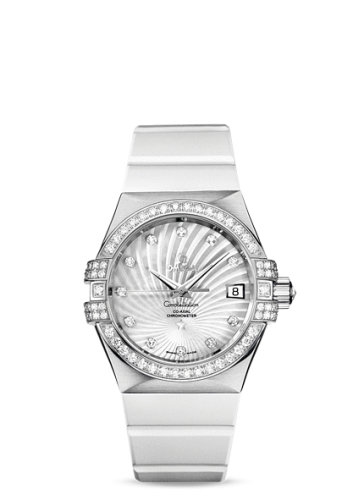 Omega Constellation Co-Axial 35 White Gold / Diamond / MOP Supernova / Rubber